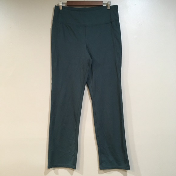 Jockey Pants - Jockey Wide Leg Pocket Yoga Pants Womens XL Dark Green Athleisure Gym Lounge
